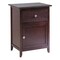 Modern Antique Walnut Wooden Nightstand with 1 Drawer and 1 Cabinet Satin Nickel Knobs